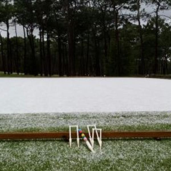 Snow covered croquet court in Neguri Real Sociedad de Golf